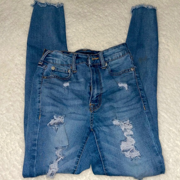 AERO Blue Ripped Jeans - Picture 1 of 5